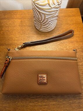 Dooney & Bourke Caramel Pebble east west crossbody/ wristlet